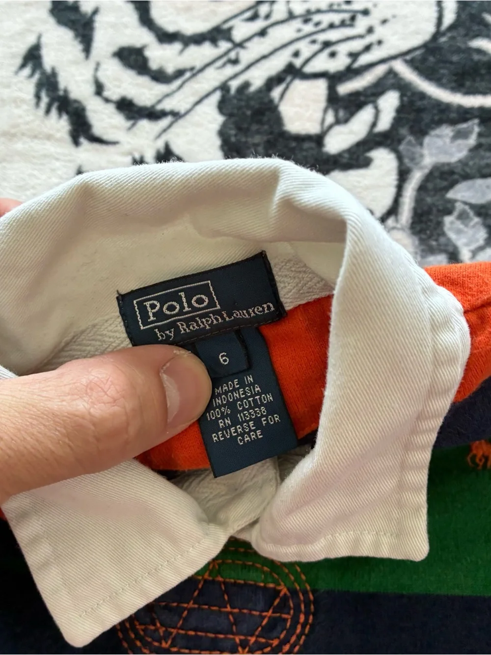008 - YOUTH SIZE 6 POLO RALPH LAUREN RUGBY LONG SLEEVE STRIPPED SHIRT